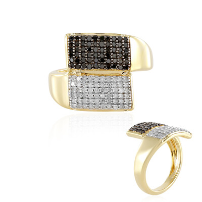 Black Diamond Silver Ring