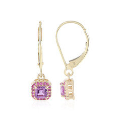 9K Unheated Ceylon Purple Sapphire Gold Earrings