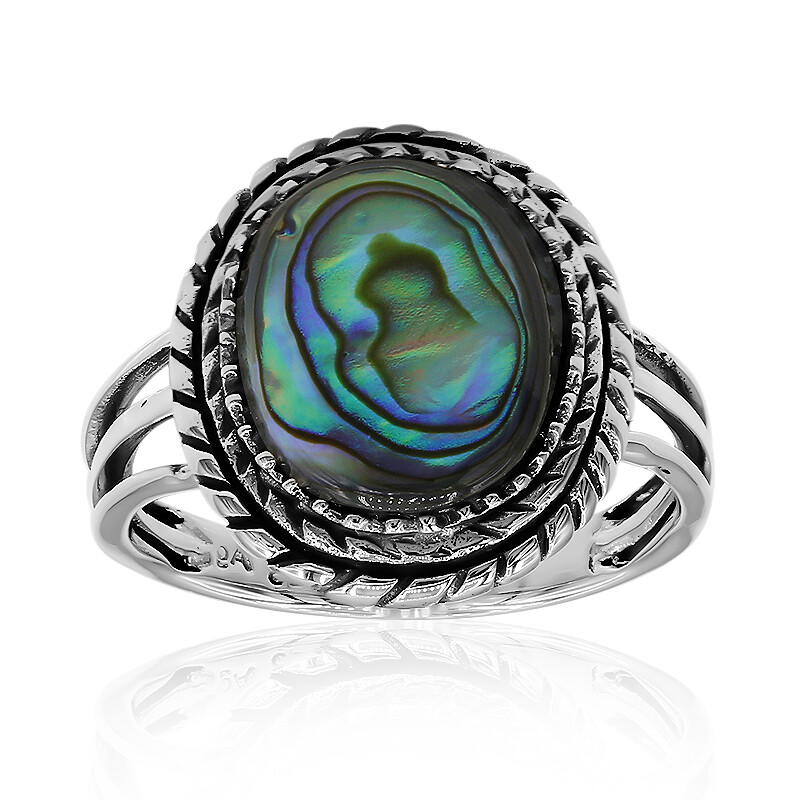 NEW Bali Abalone Ring Statement Ring Sz 7 Bali sale Hand Crafted 925 Sterling Silver