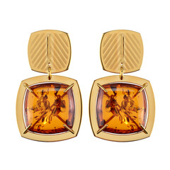 Cognac Baltic Amber Silver Earrings