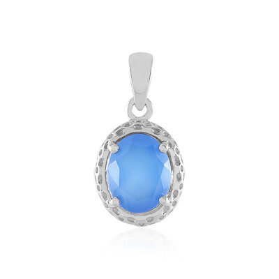 Blue Chalcedony Silver Pendant