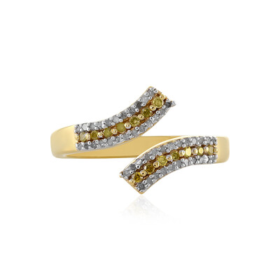 I3 Yellow Diamond Silver Ring