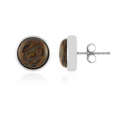 Golden Pietersite Silver Earrings