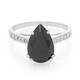 Black Spinel Silver Ring