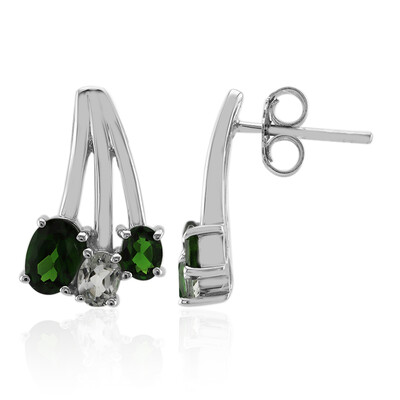 Russian Diopside Silver Earrings