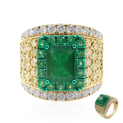 14K AAA Zambian Emerald Gold Ring (CIRARI)