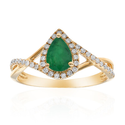 10K AAA Zambian Emerald Gold Ring