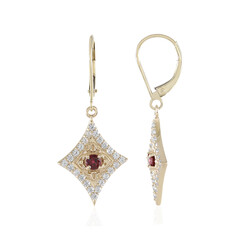 9K Noble Red Spinel Gold Earrings