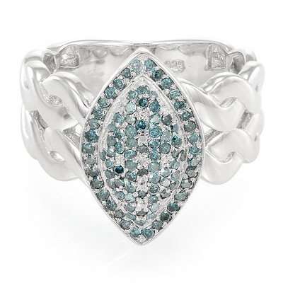 Blue Diamond Silver Ring