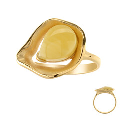 Milky Baltic Amber Silver Ring