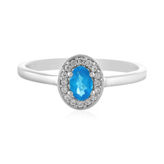 Neon Blue Apatite Silver Ring