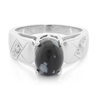 Snowflake Obsidian Silver Ring