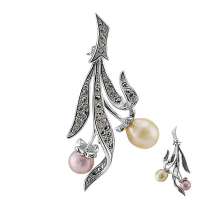 Kabira Golden South Sea Pearl Silver Brooch (Annette classic)