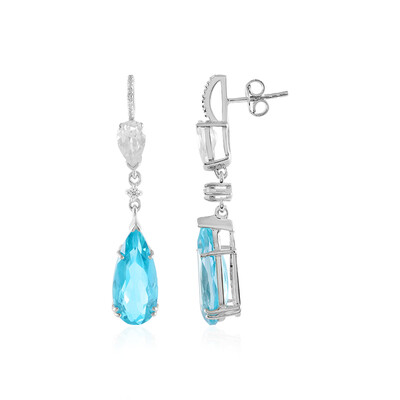 Paraiba Color Topaz Silver Earrings