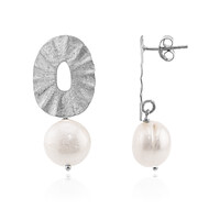 White Freshwater Pearl Silver Earrings (Joias do Paraíso)