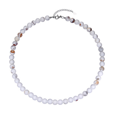 White Porcelain Agate Silver Necklace