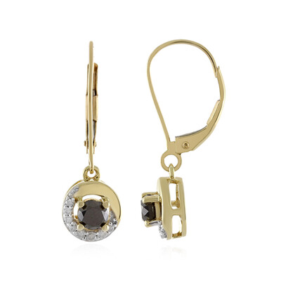 9K Black Diamond Gold Earrings