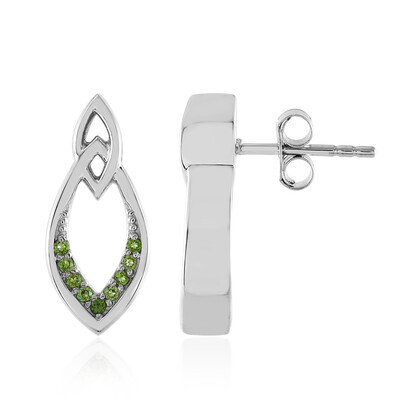 Russian Diopside Silver Earrings