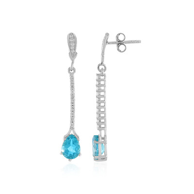 Paraiba Color Topaz Silver Earrings