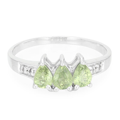 Green Sapphire Silver Ring