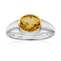 Yellow Beryl Platinum Ring