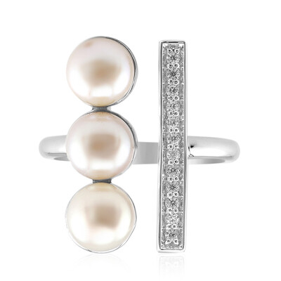 White Freshwater Pearl Silver Ring (TPC)