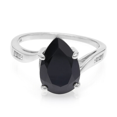 Black Spinel Silver Ring