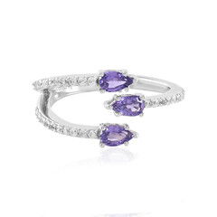 Unheated Ceylon Purple Sapphire Silver Ring