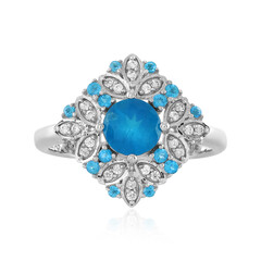 Neon Blue Apatite Silver Ring