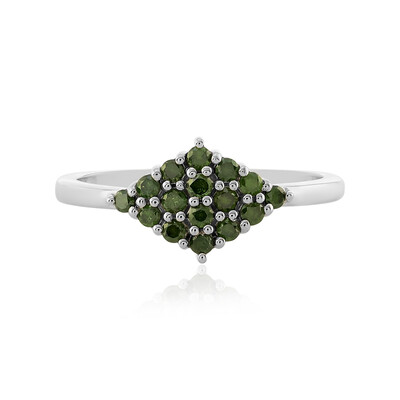 I3 Green Diamond Silver Ring