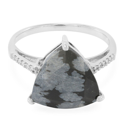 Snowflake Obsidian Silver Ring