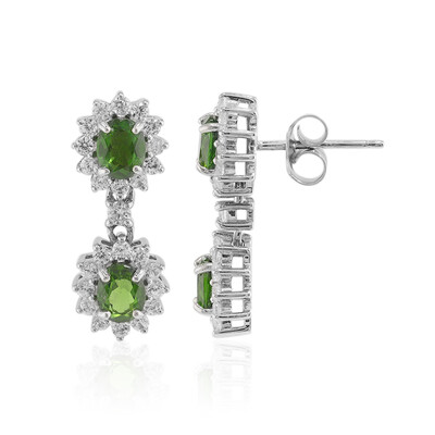 Russian Diopside Silver Earrings