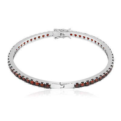 Garnet Silver Bangle