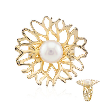 White Freshwater Pearl Silver Ring (TPC)