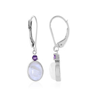 Rainbow Moonstone Silver Earrings