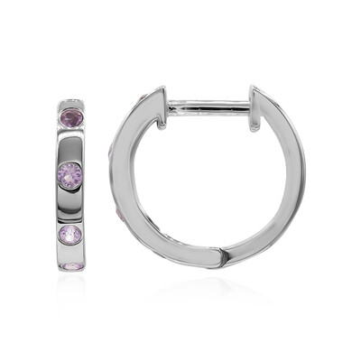 Unheated Ceylon Purple Sapphire Silver Earrings