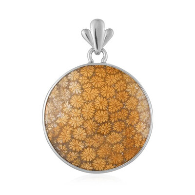 Petrified Coral Silver Pendant (Bali Barong)