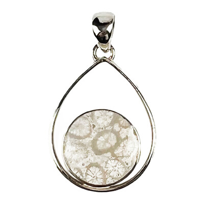 Petrified Coral Silver Pendant