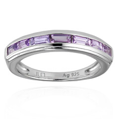 Unheated Ceylon Purple Sapphire Silver Ring