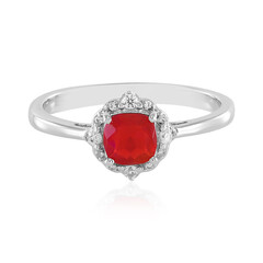 Red Ethiopian Opal Silver Ring