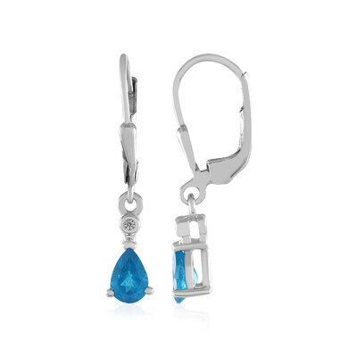 Neon Blue Apatite Silver Earrings