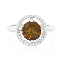 Cognac Quartz Silver Ring