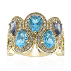 9K Swiss Blue Topaz Gold Ring (Adela Gold)