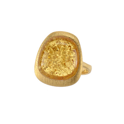 Cognac Baltic Amber Silver Ring (dagen)