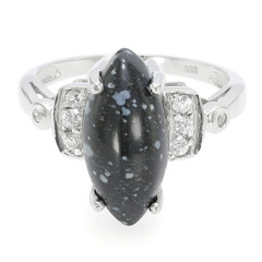 Snowflake Obsidian Silver Ring