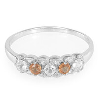 Orange Sapphire Silver Ring