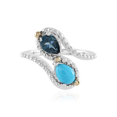 London Blue Topaz Silver Ring (Granulieren)