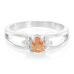 Orange Sapphire Silver Ring