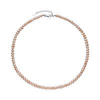 Peach Freshwater Pearl Silver Necklace