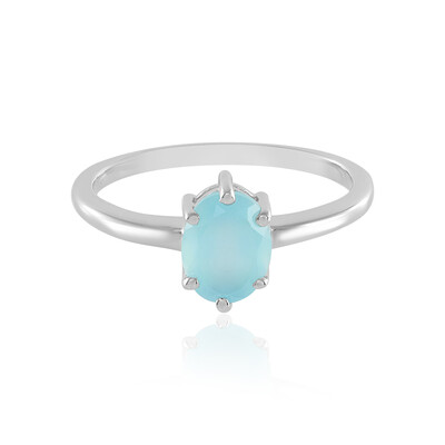 Aqua Chalcedony Silver Ring